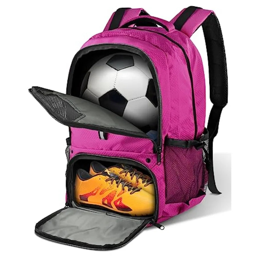 Soccer Sports Backpack With Ball Holder And Shoe Compartment For Team Gear