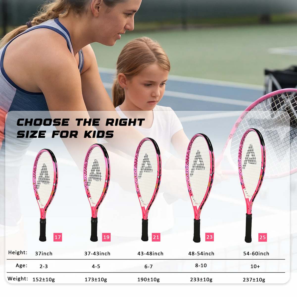 AMA SPORT Pre-Strung Lightweight Junior Tennis Racket With Bag