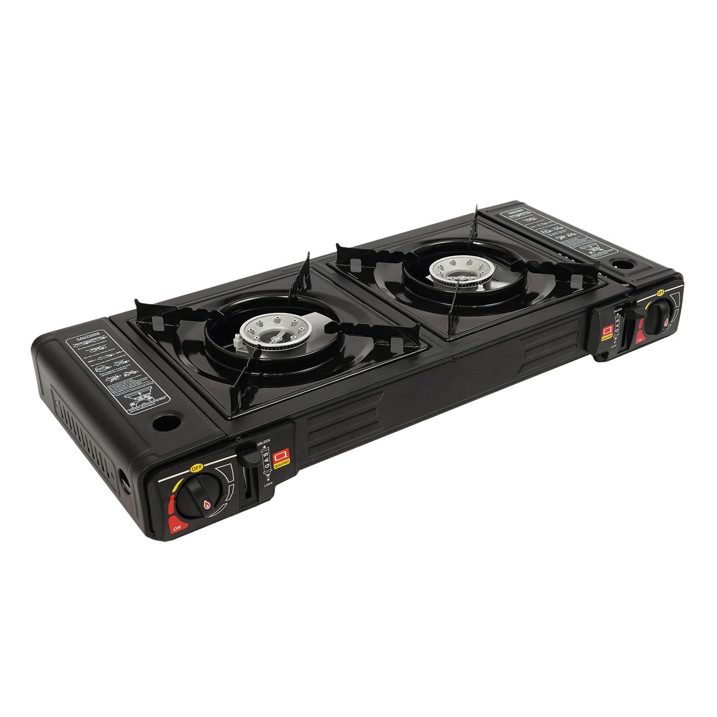2 Burner Portable Camping Stove 2500W LPG Butane With Baking Tray