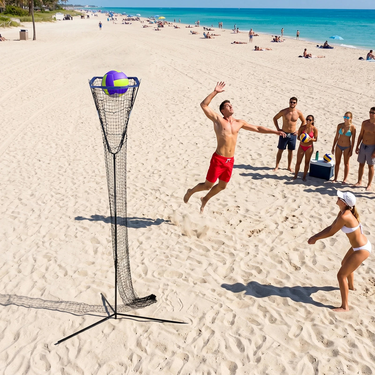 Adjustable Volleyball Training Net for Serving, Hitting and Setting Practice