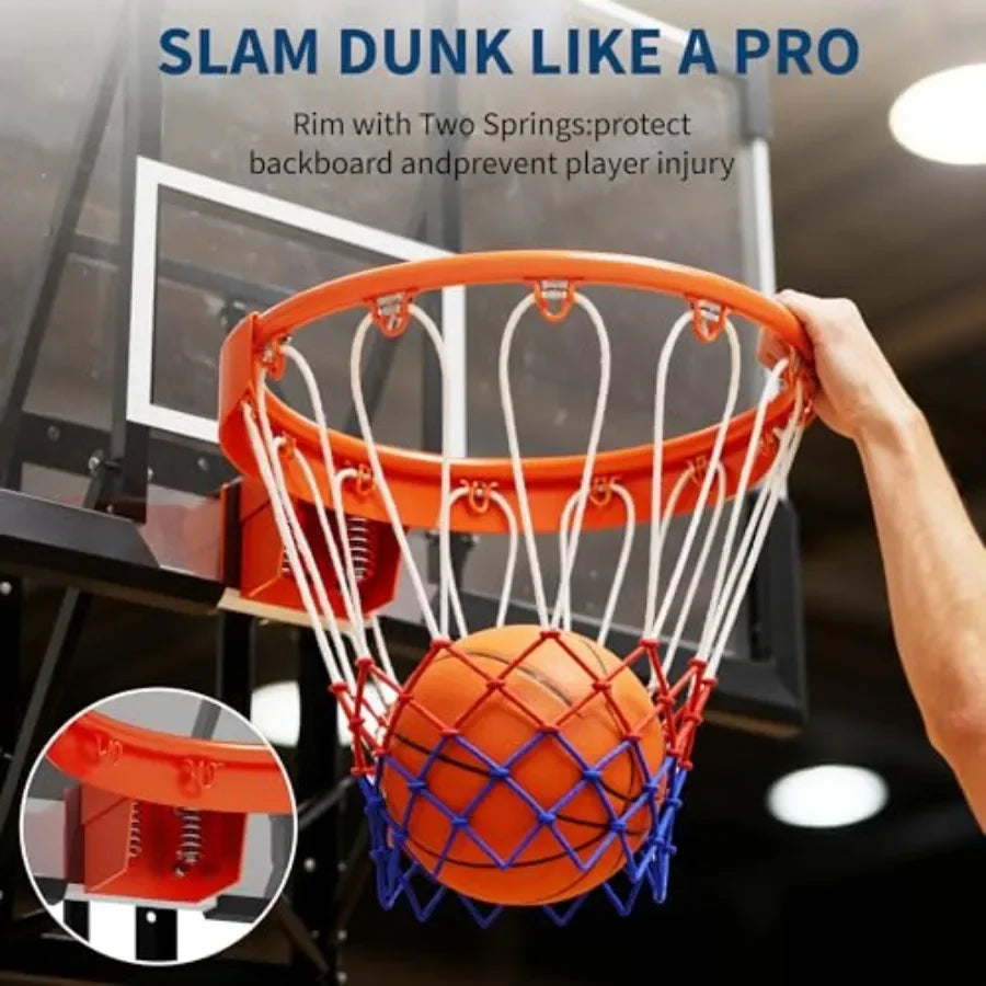 Wall Mounted Adjustable Basketball Hoop With Shatterproof Backboard For Home Use