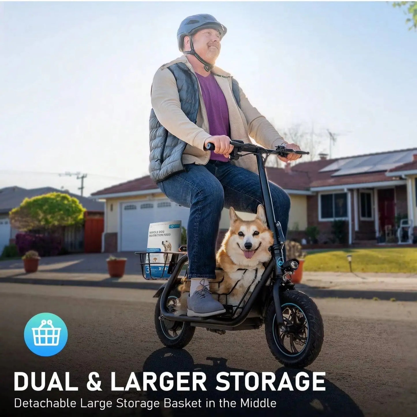 Gyroor Foldable Electric Scooter With Pet Basket And Seat