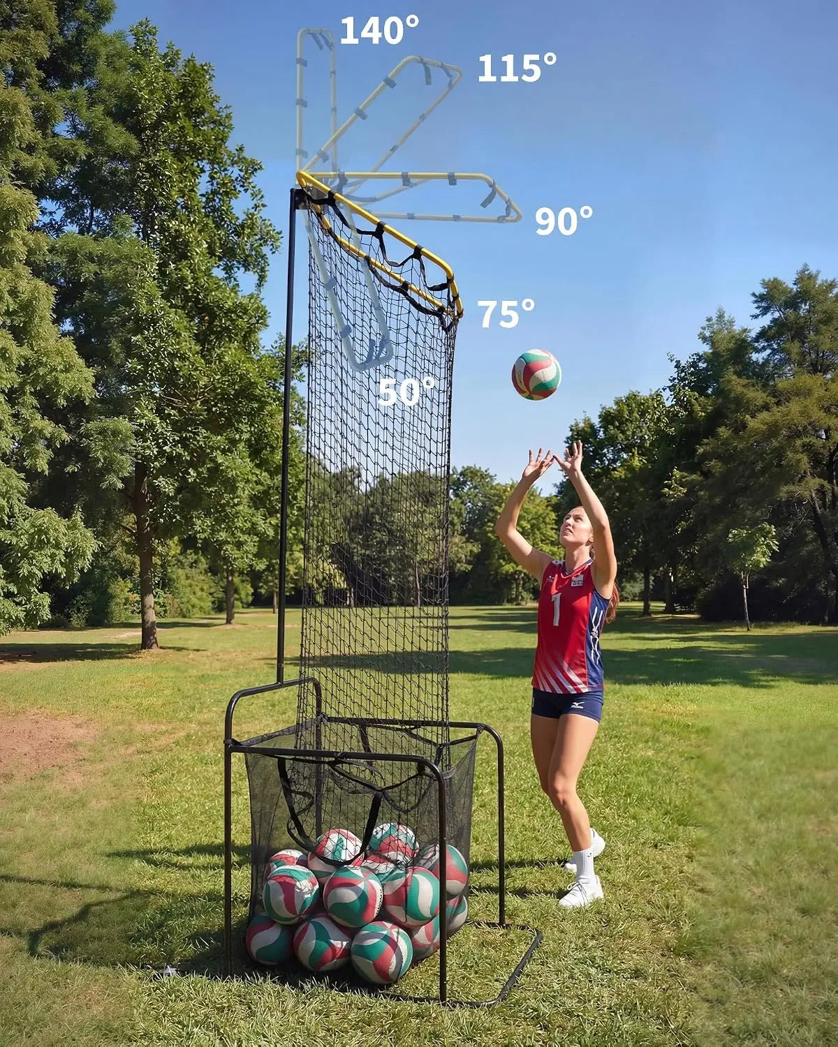 HiMISS Volleyball Setter Training Net with Ball Return Basket