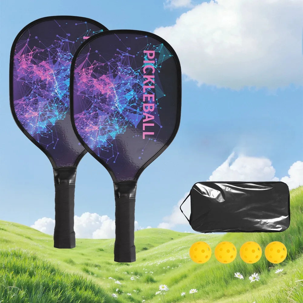Pickleball Paddle Set With Two Rackets And Four Pickleballs