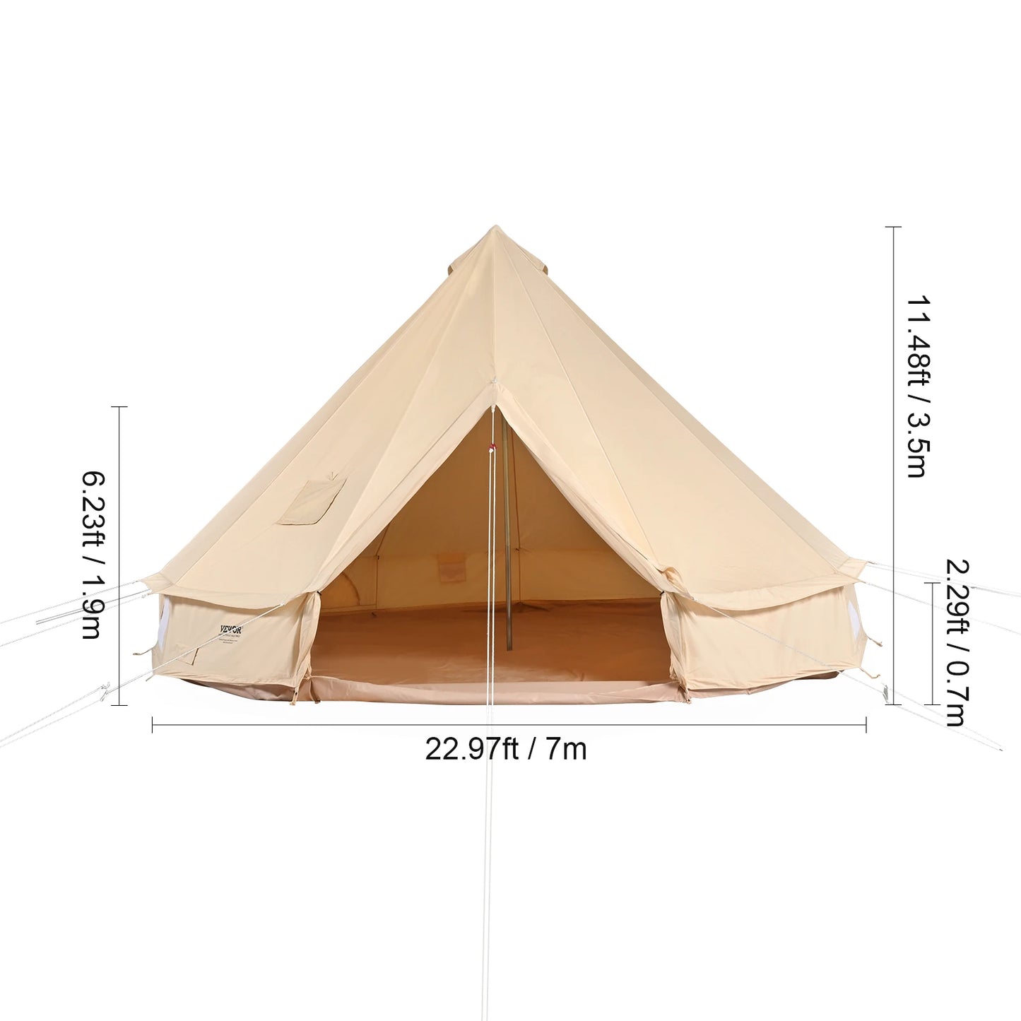 SucceBuy Canvas Bell Tent For Camping Breathable Sleeps 8 People