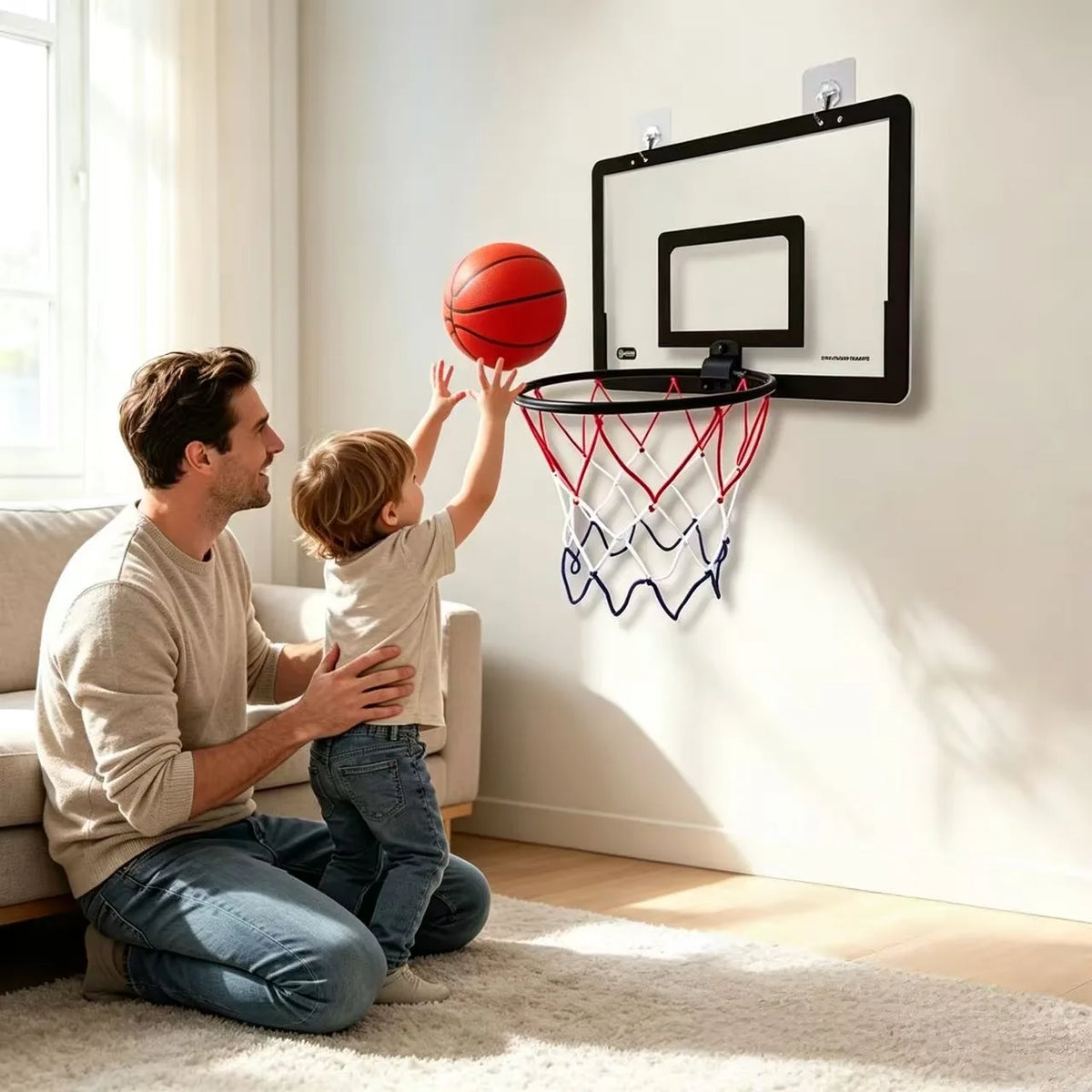Adjustable Folding Wall Mounted Basketball Hoop System for Home Gyms