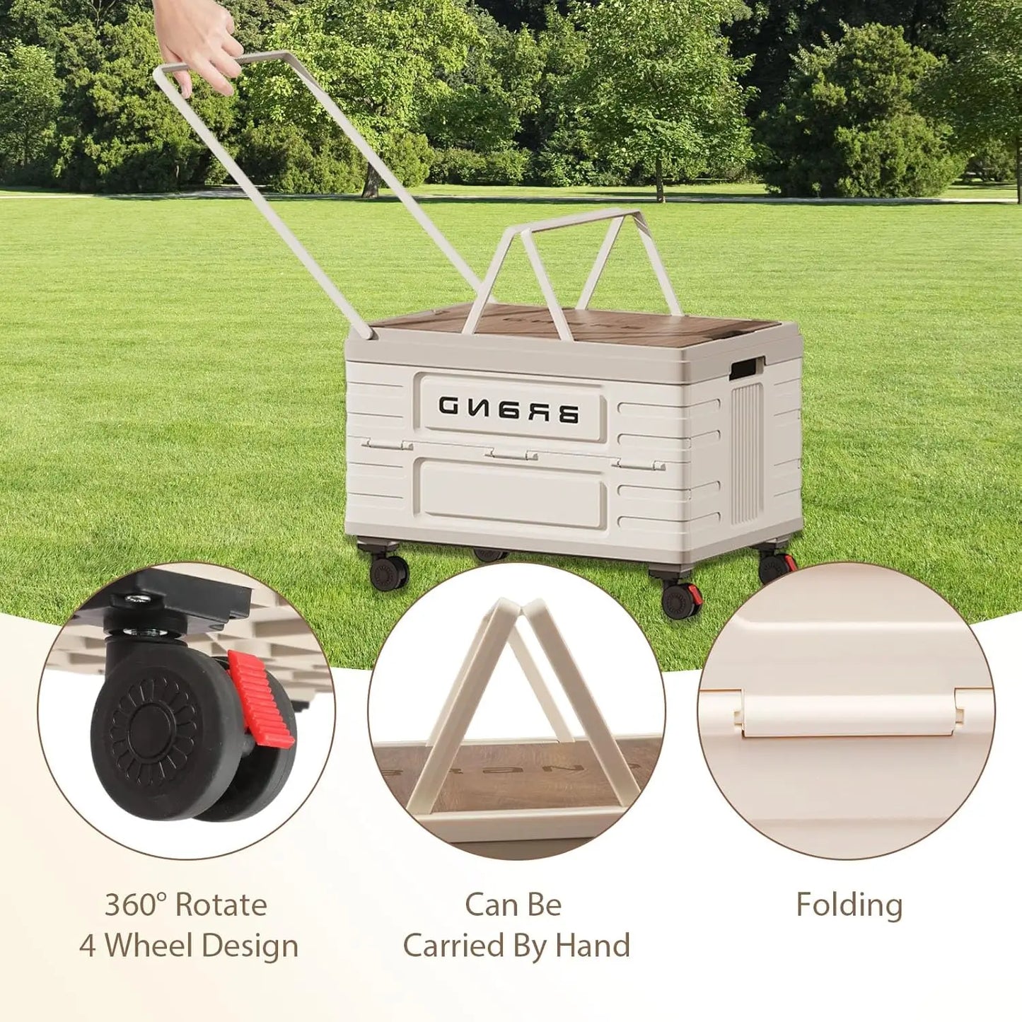 360 Degree Rotating Foldable Storage Cart Heavy-Duty Mobile Organizer