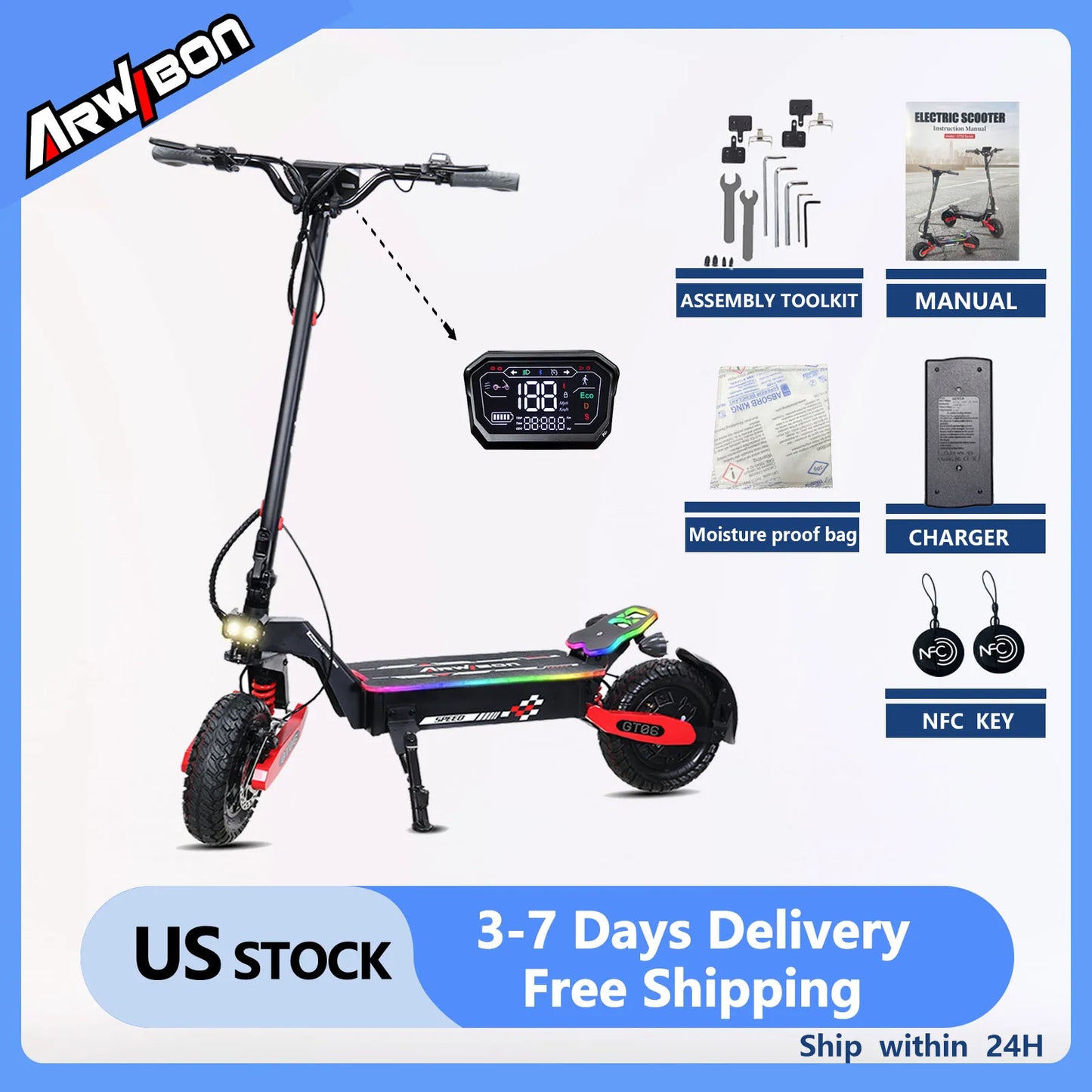 Arwibon GT06 Plus Foldable Electric Scooter For Daily Urban Commuting