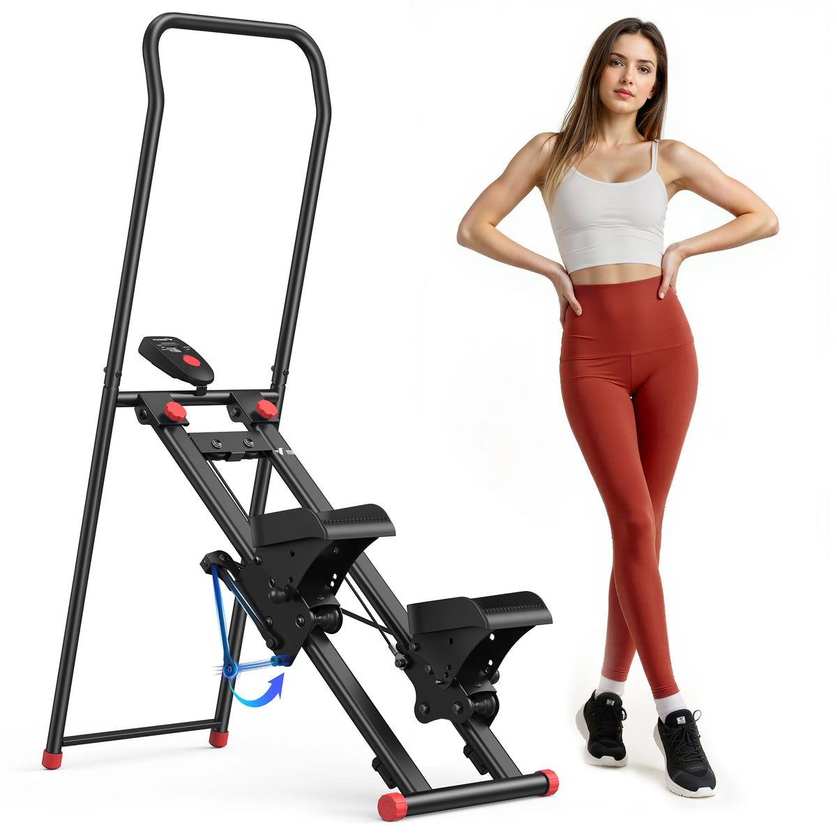 MERACH Adjustable Resistance Stair Stepper With LCD Monitor Foldable Design