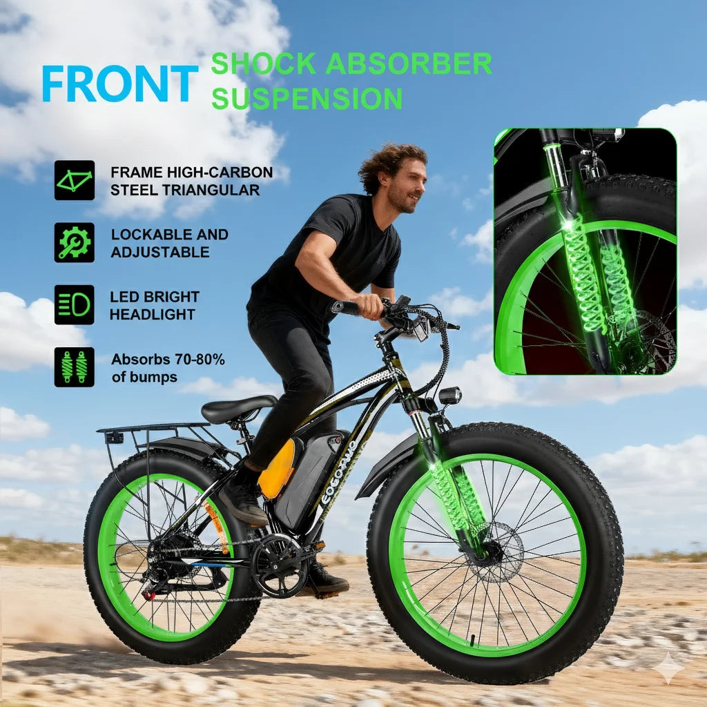 EOEOTWO 1000W Fat Tire Electric Bike With 48V Battery