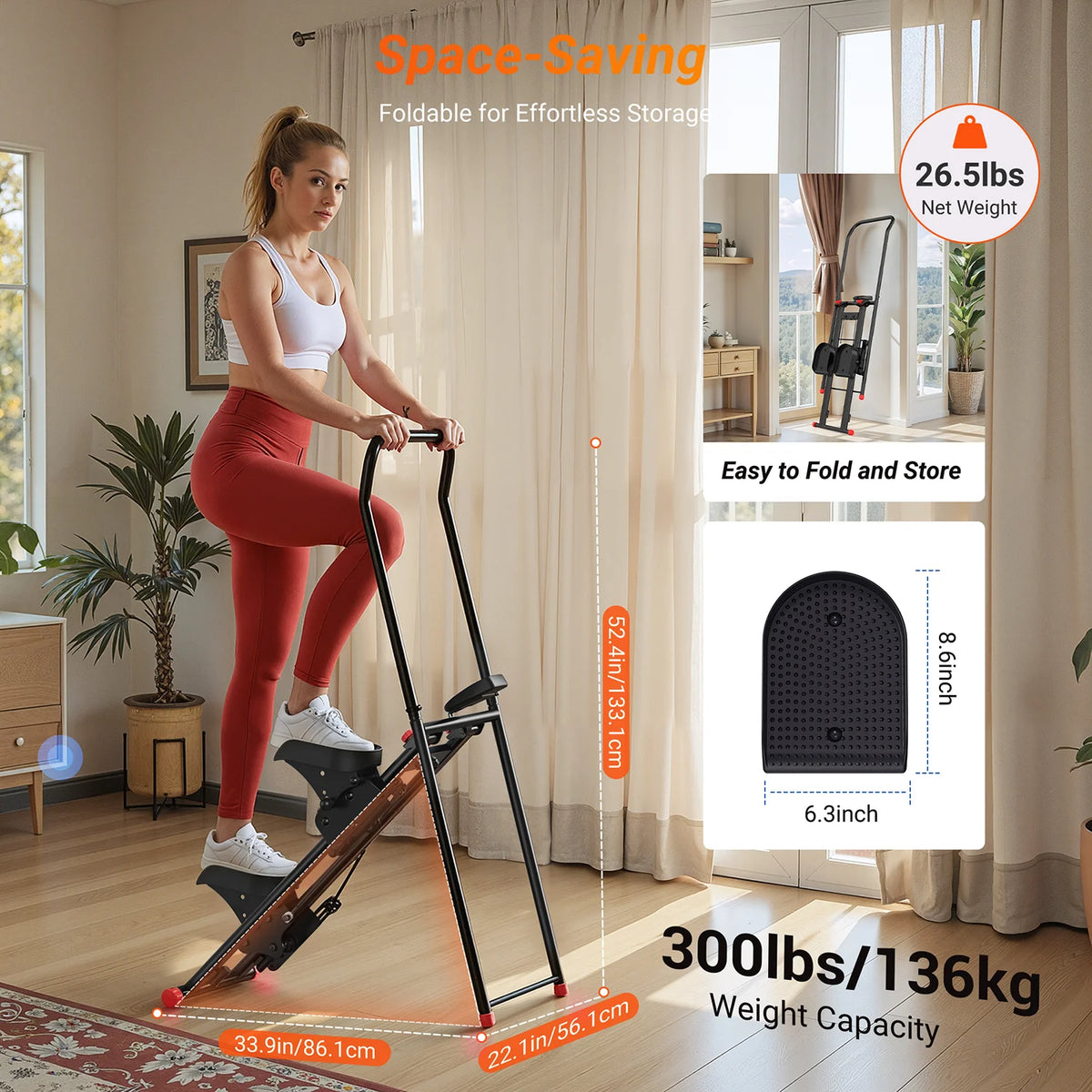 MERACH Adjustable Resistance Stair Stepper With LCD Monitor Foldable Design