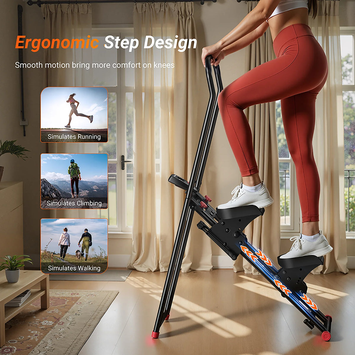 MERACH Adjustable Resistance Stair Stepper With LCD Monitor Foldable Design