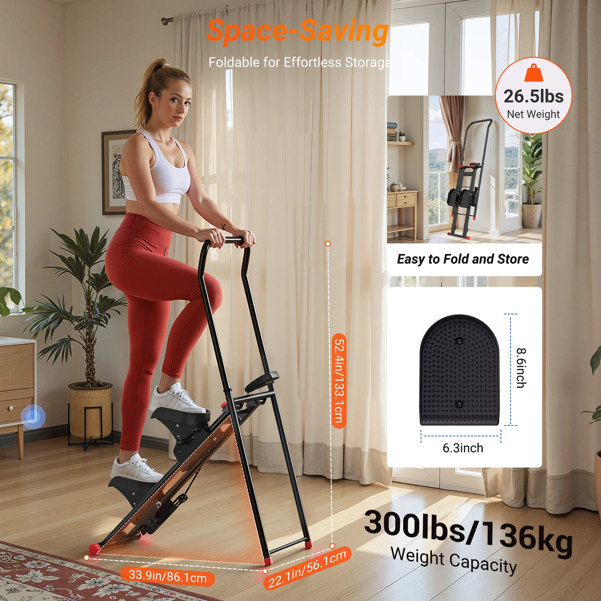 MERACH Low Impact Foldable Stair Stepper with Handlebar for Home