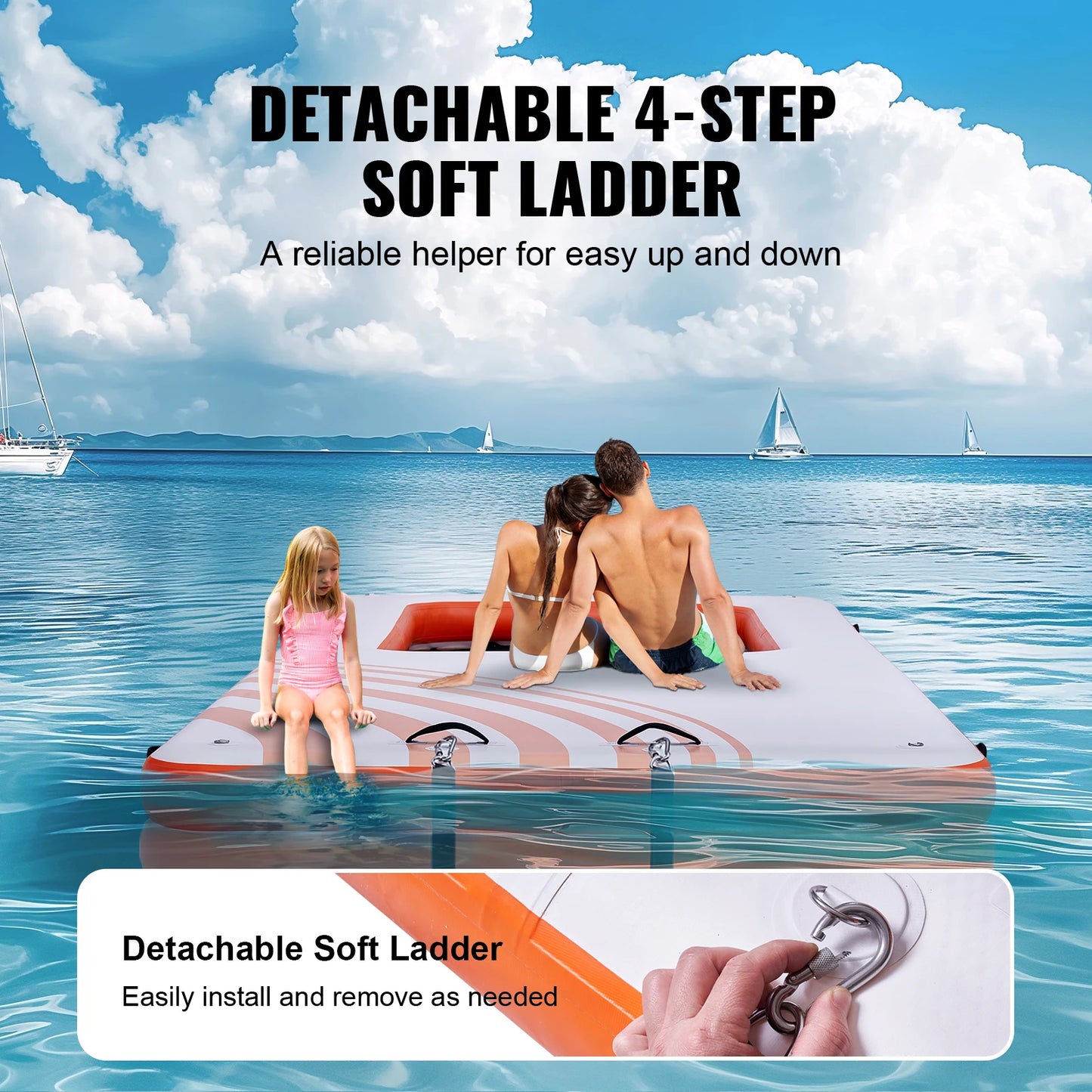 SucceBuy Inflatable Floating Dock Platform Non-Slip Water Mat
