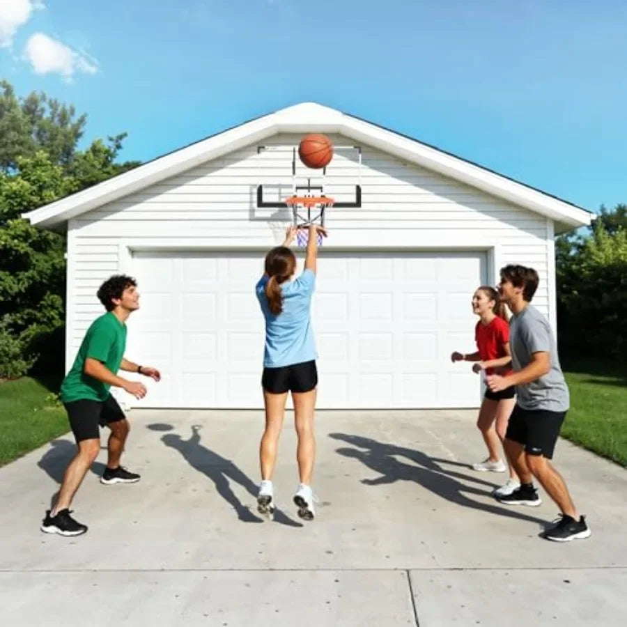 Wall Mounted Adjustable Basketball Hoop With Shatterproof Backboard For Home Use
