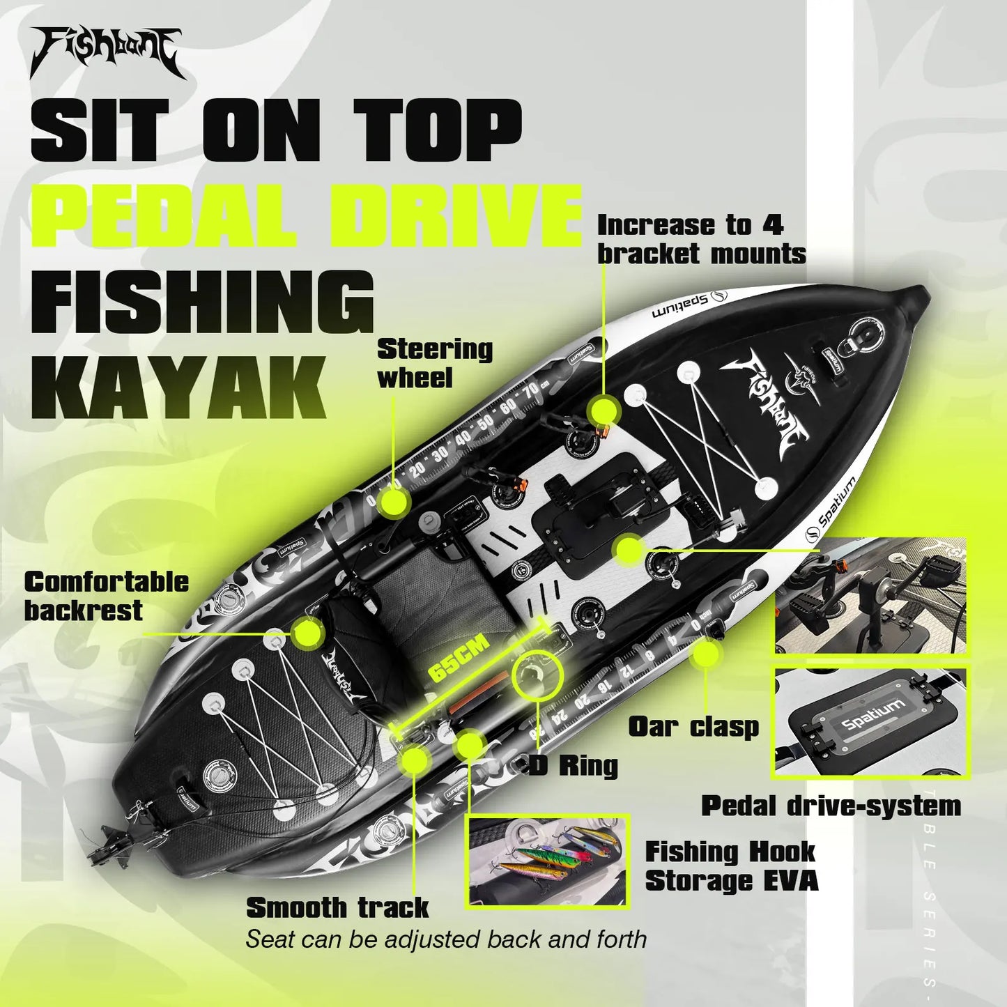 Spatium Pedal Drive Kayak Power System Sit On Top Fishing