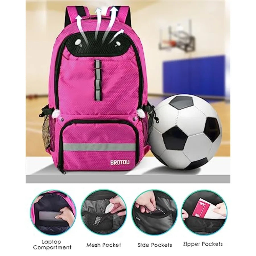 Soccer Sports Backpack With Ball Holder And Shoe Compartment For Team Gear
