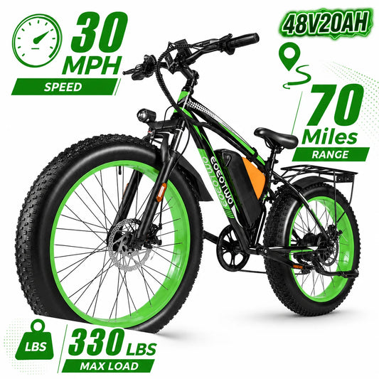 EOEOTWO 1000W Fat Tire Electric Bike With 48V Battery