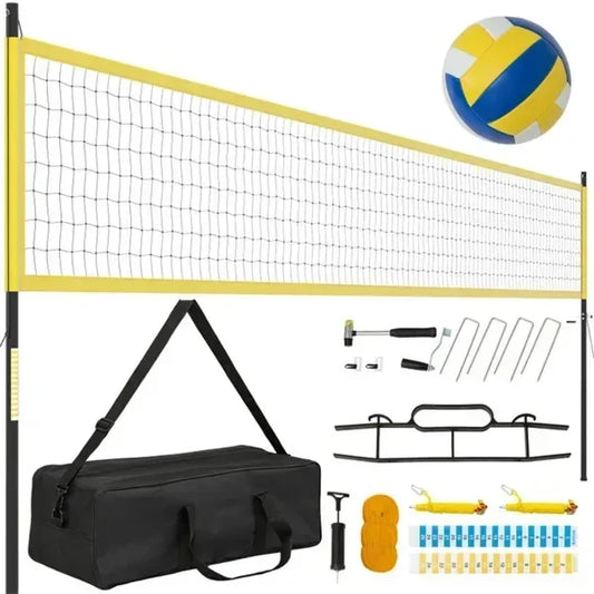 Heavy Duty Volleyball Net Set With Adjustable Poles And Winch Accessories