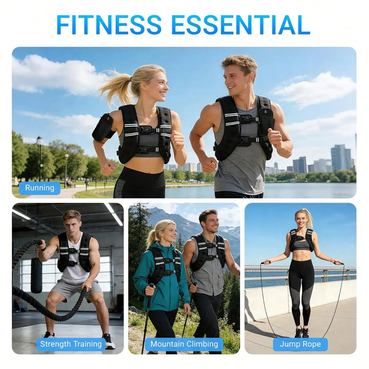 Iron Sand Weighted Vest With Phone Pocket And Reflective Stripe
