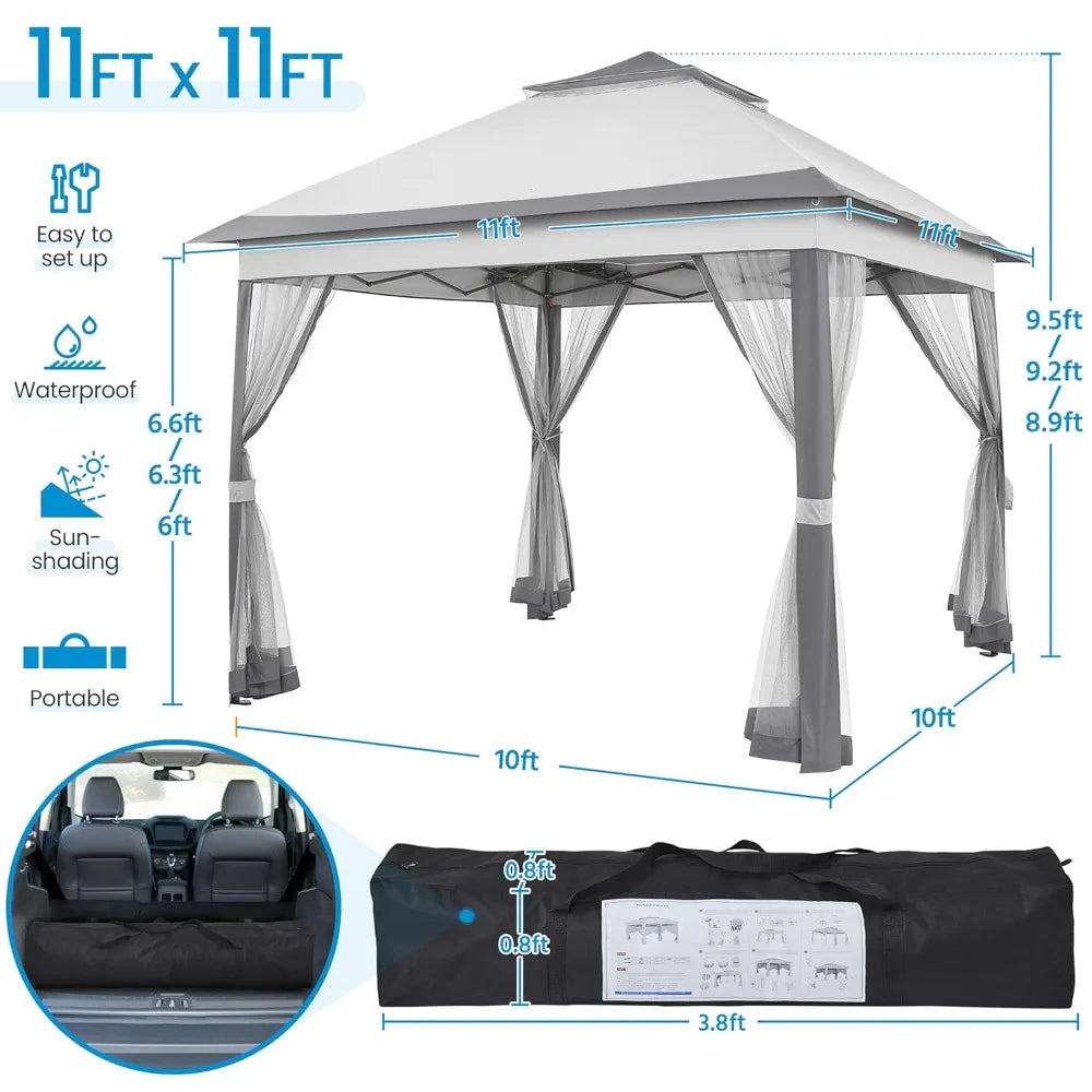 Pop Up Gazebo Canopy Instant Sun Shade Tent With Sandbags