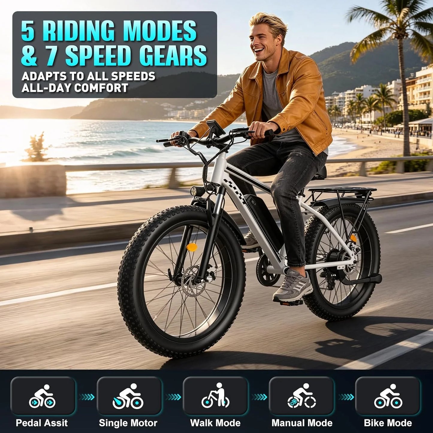 OBX Electric Fat Tire E Bike With Full Suspension Commuter