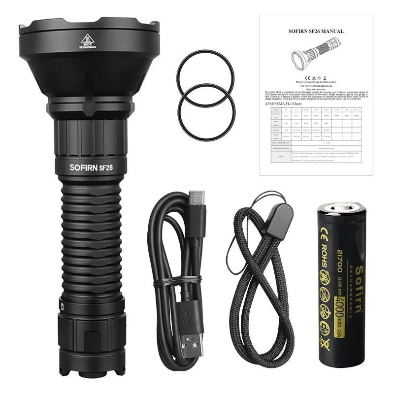 Sofirn SF26 21700 LED Flashlight 2000lm SFT40 Tactical Torch