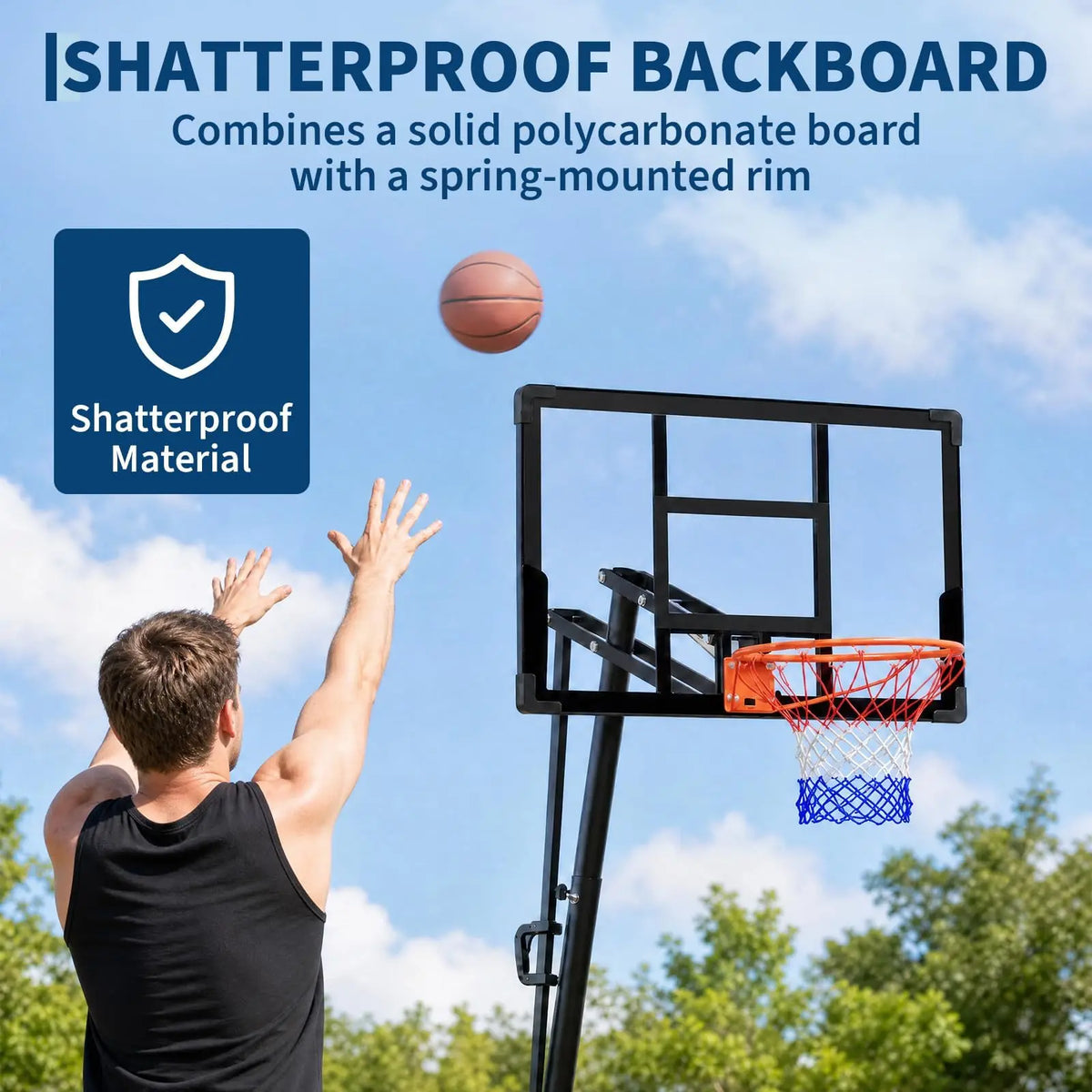 HiMISS Adjustable Portable Basketball Hoop With Fillable Base And Wheels