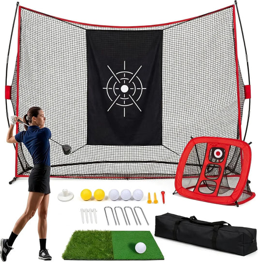 Tacleekii Golf Practice Net With Aiming Cloth And Carry Bag