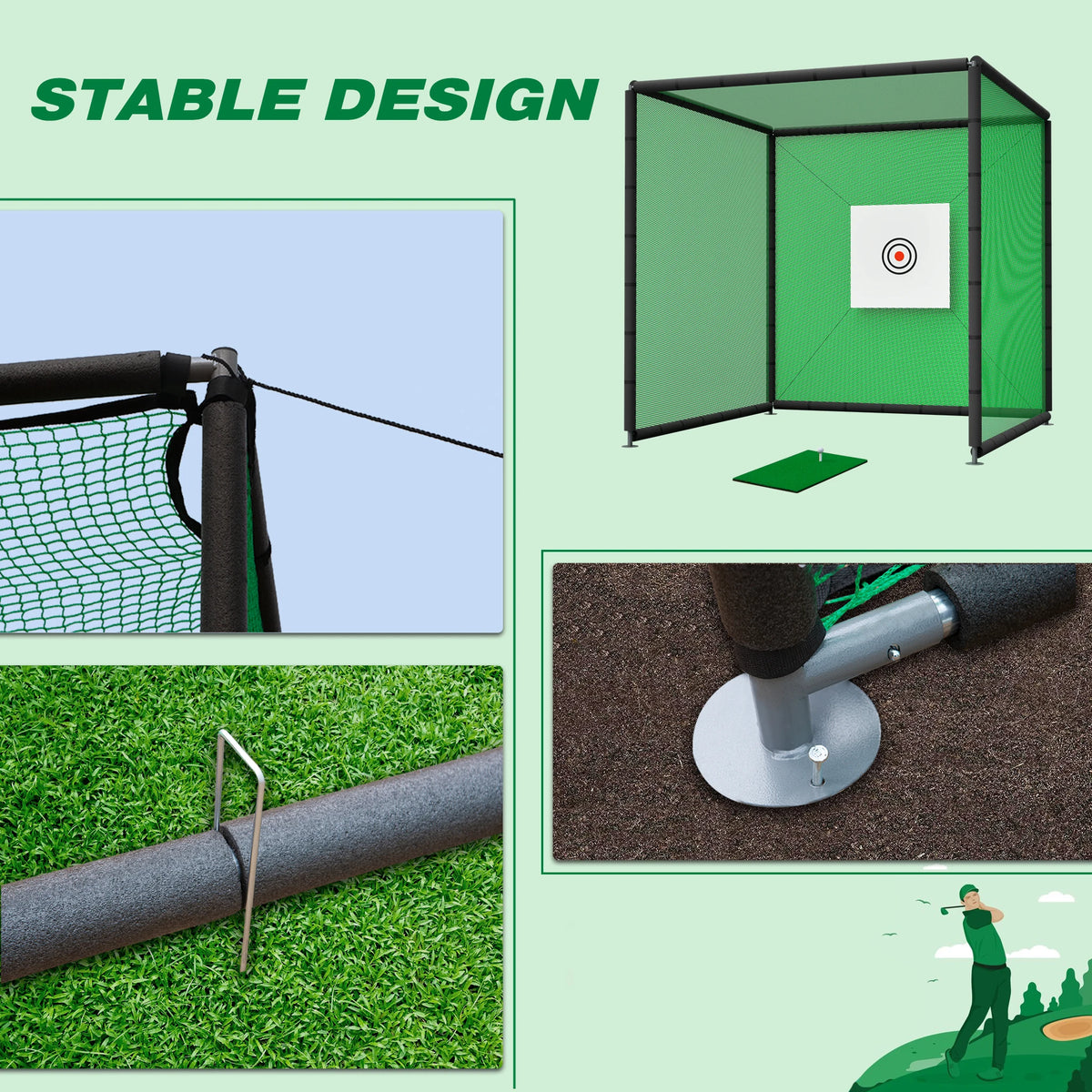 Indoor Outdoor Golf Practice Net Cage With Metal Frame for Training