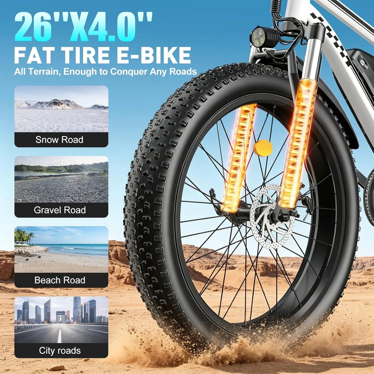 OBX Electric Fat Tire E Bike With Full Suspension Commuter
