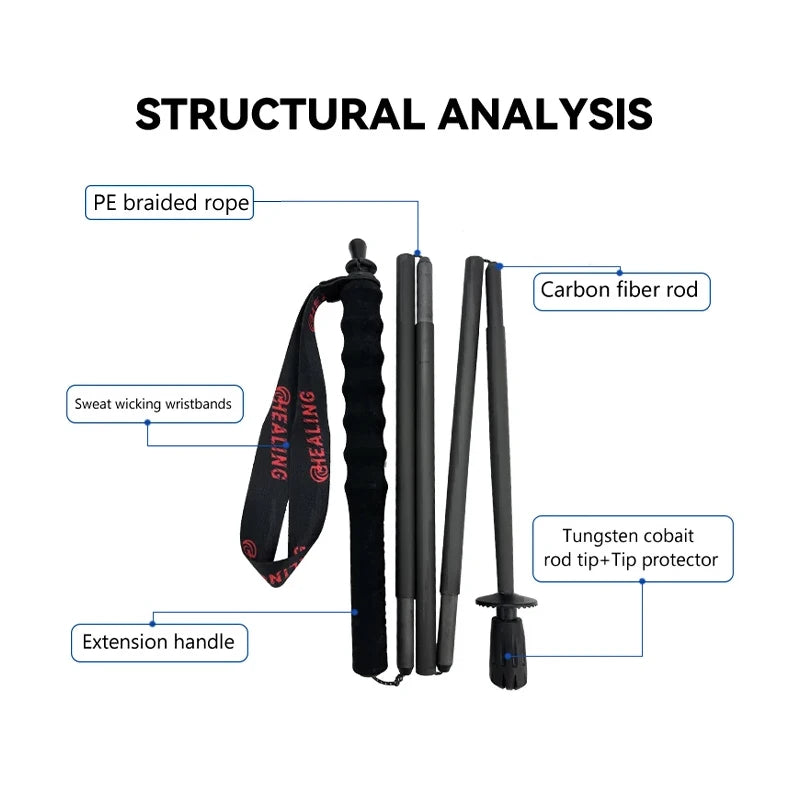 OKHEALING Ultralight Carbon Fiber Trekking Poles Anti Shock Foldable