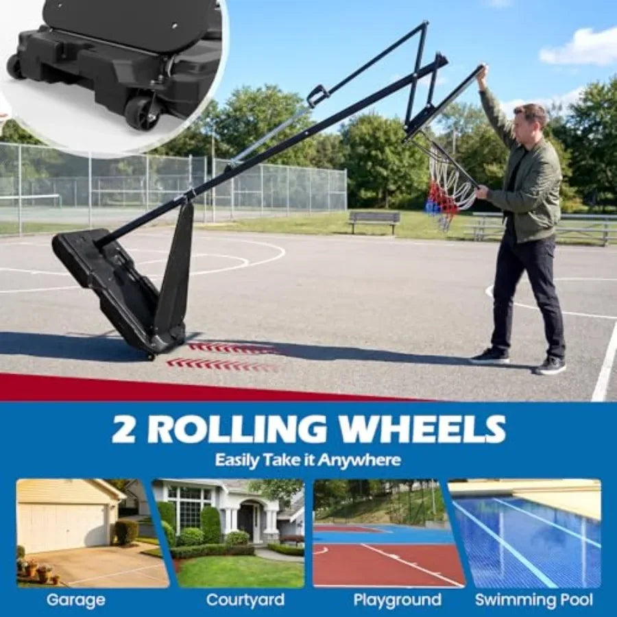 Portable Outdoor Basketball Hoop System With Shatterproof Backboard And Rebounder