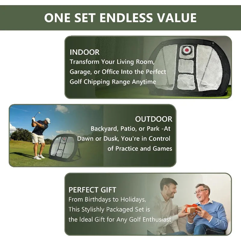 Golf Chipping Net Set With Mat And Balls For Practice