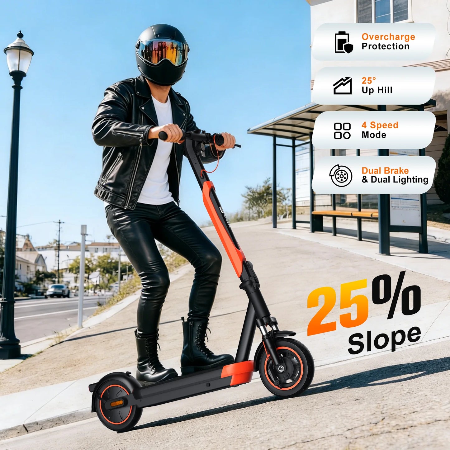 Portable Folding Electric Scooter 800W 21Mph Top Speed Daily Commuting