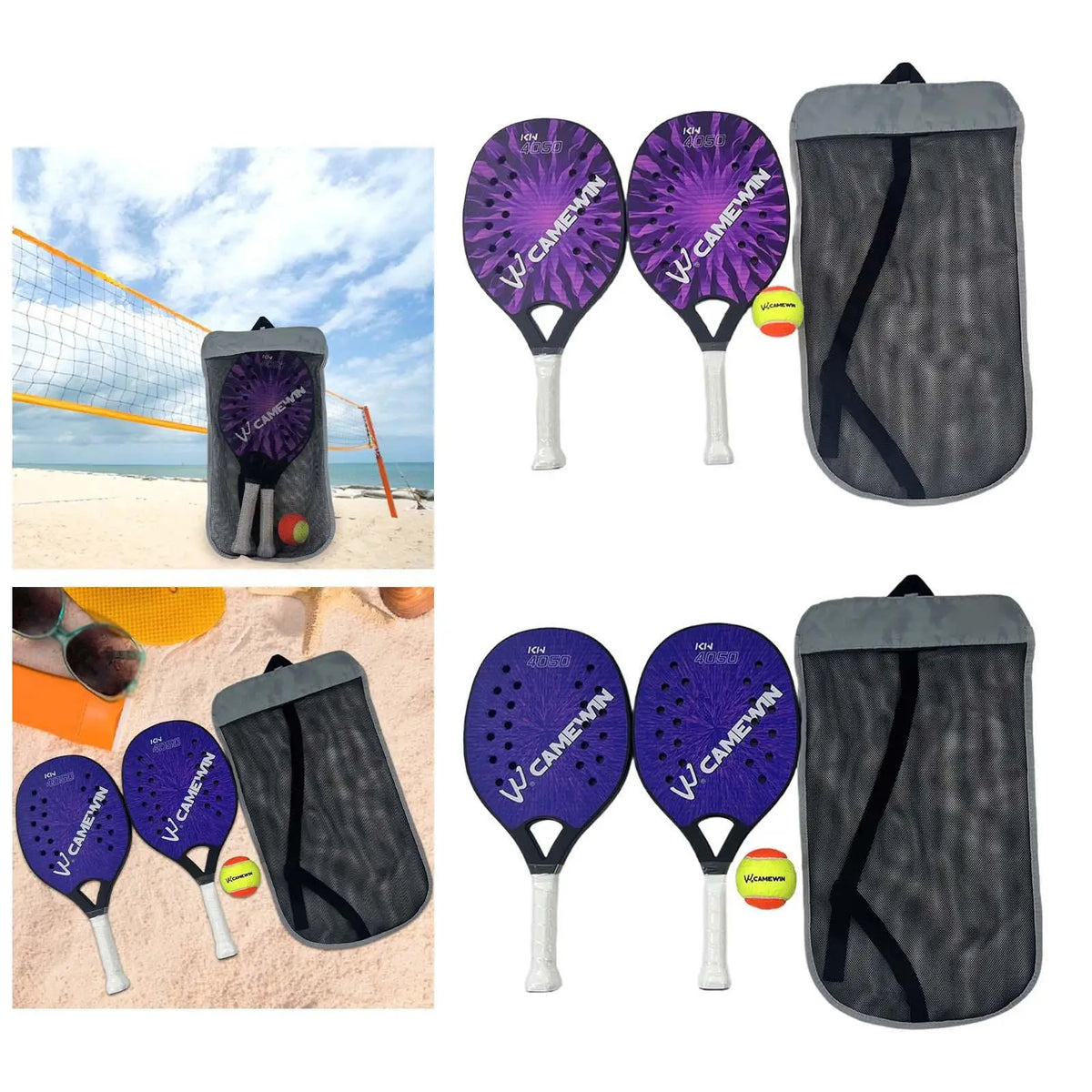 Portable Beach Tennis Rackets for Kids with Lightweight EVA Core