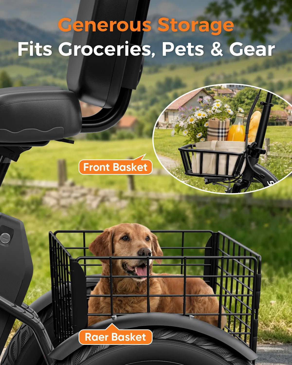 EILLEO Spacewalk Electric Tricycle for Adults with Cargo Basket