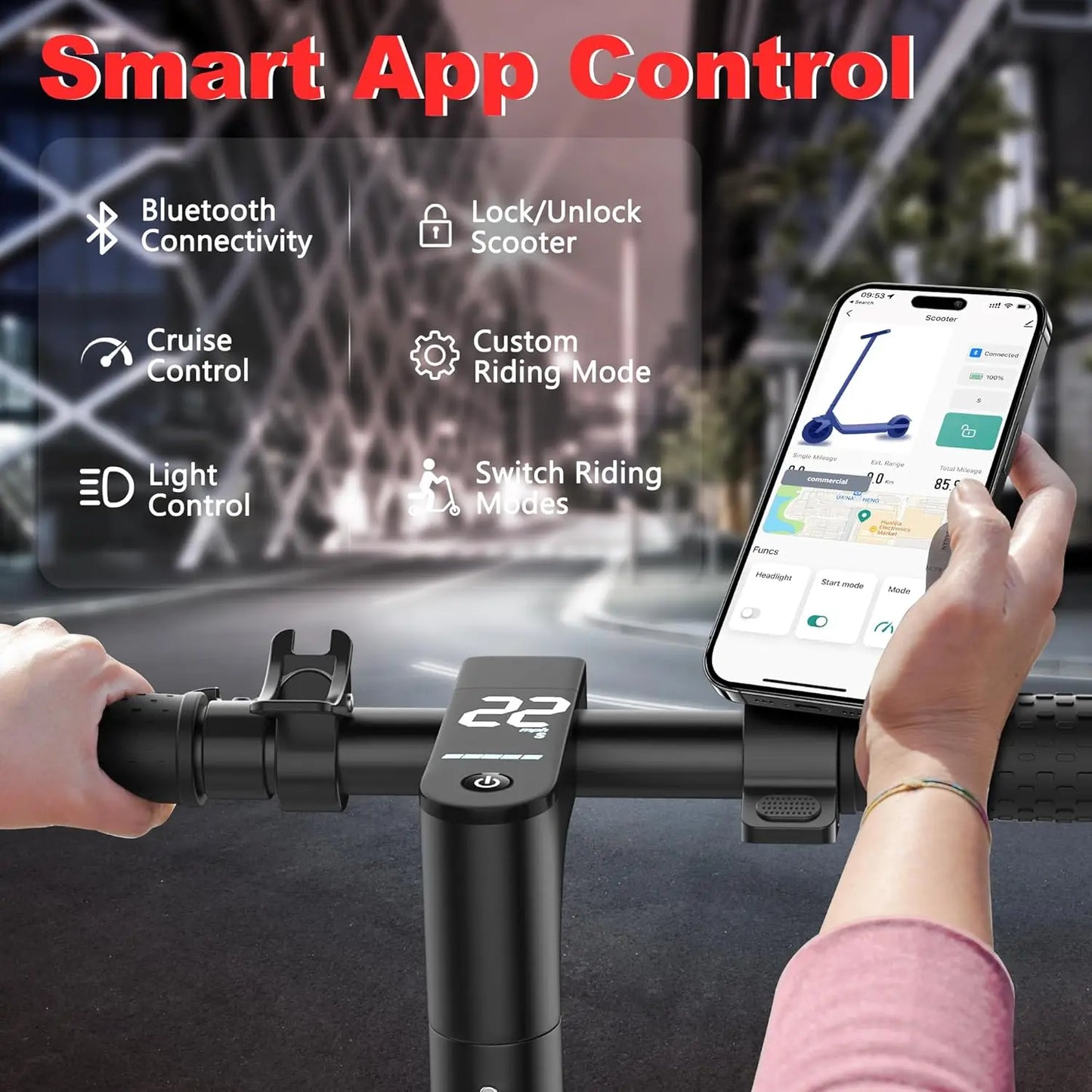 Aovopro Electric Scooter With Honeycomb Tires And App Control
