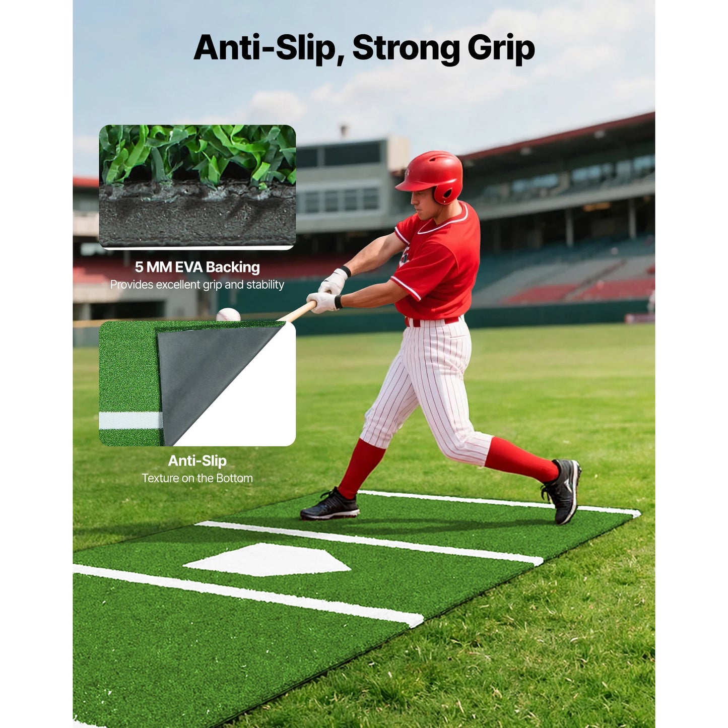SucceBuy Portable Baseball Hitting Turf Practice Mat With Plate