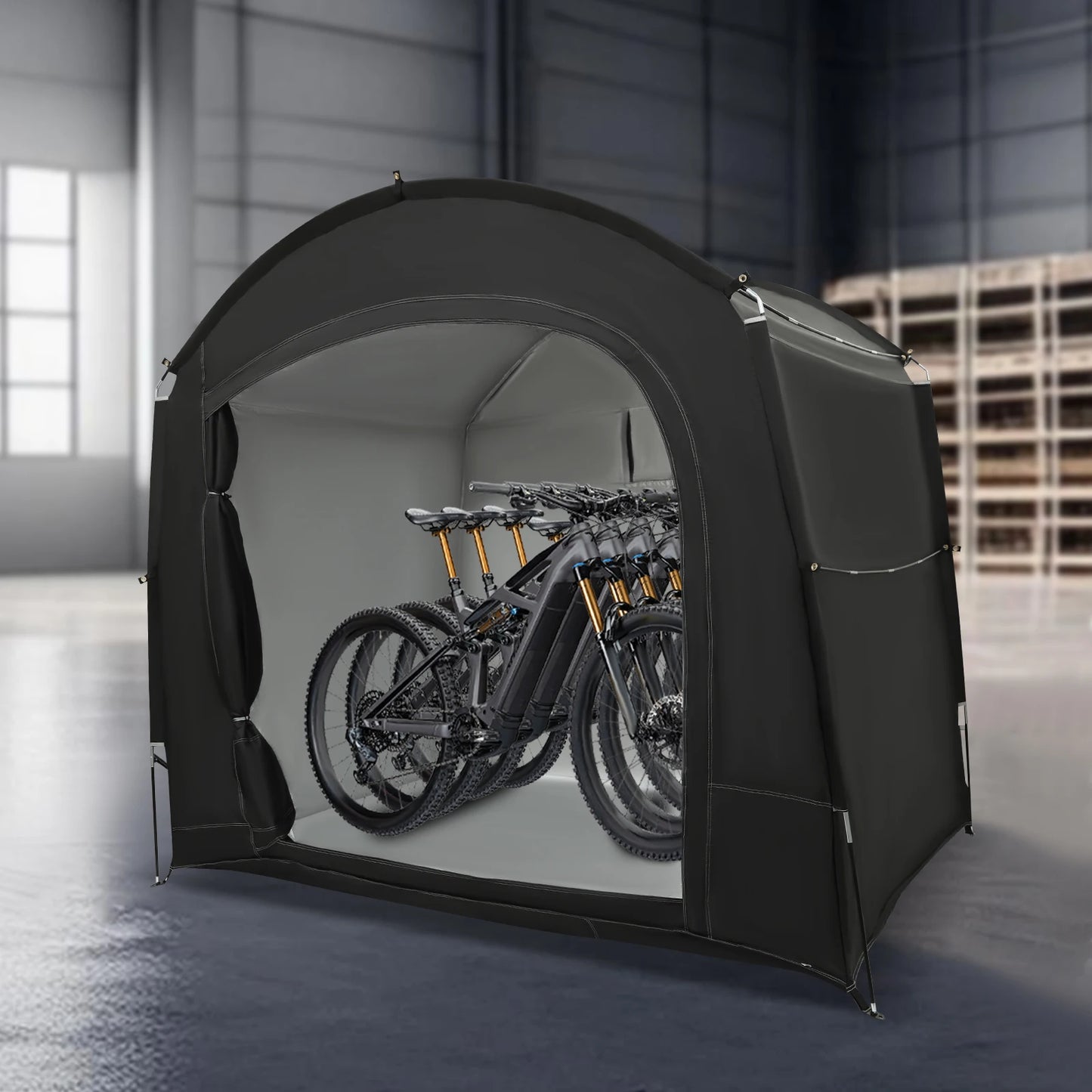 Portable Waterproof Bike Storage Shelter Tent For 3 To 4 Bikes