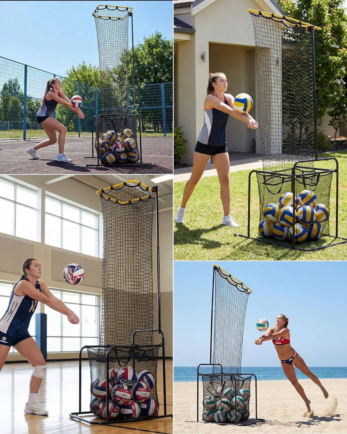 HiMISS Volleyball Setter Training Net with Ball Return Basket