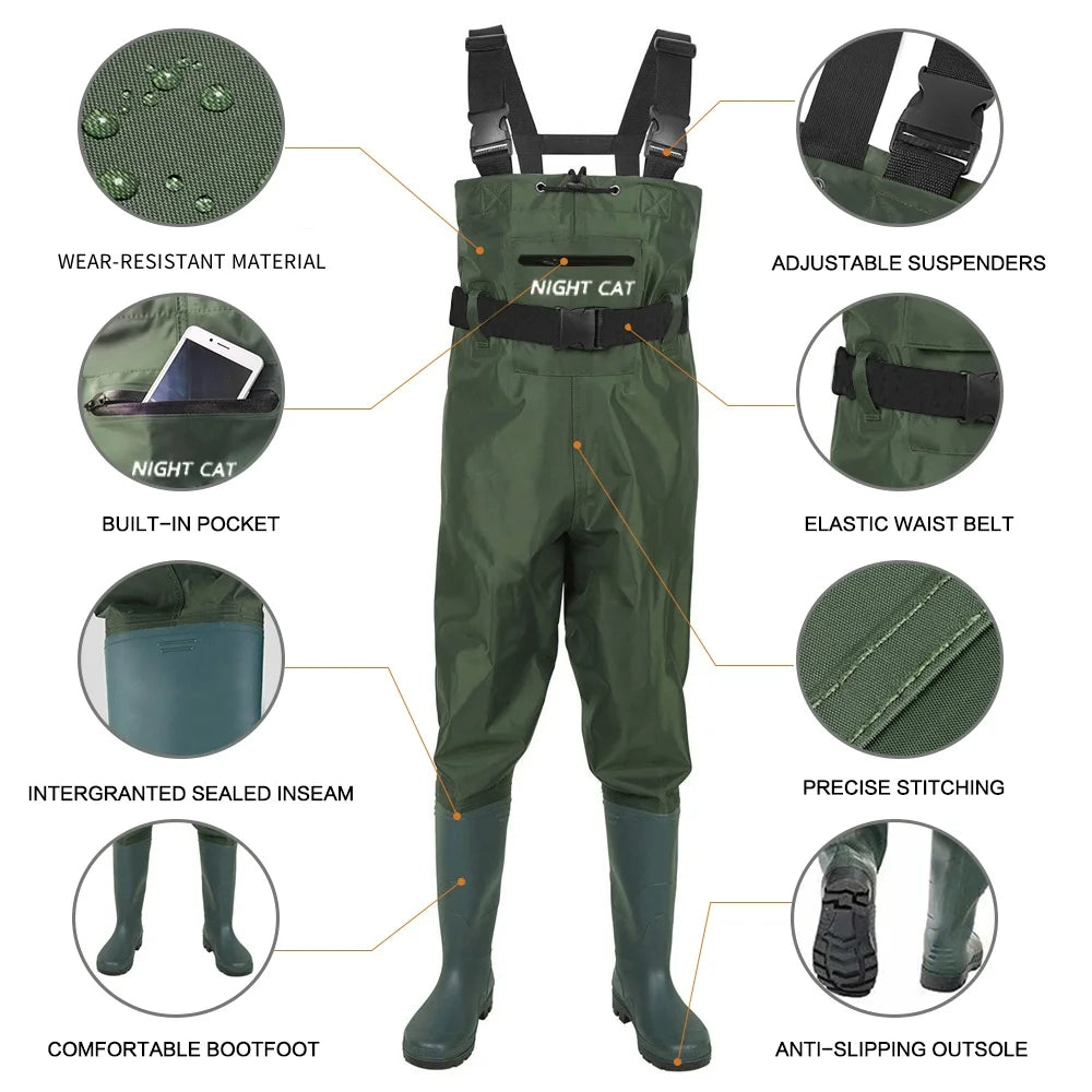 Night Cat Waterproof Breathable Chest Wader For Hunting And Fishing