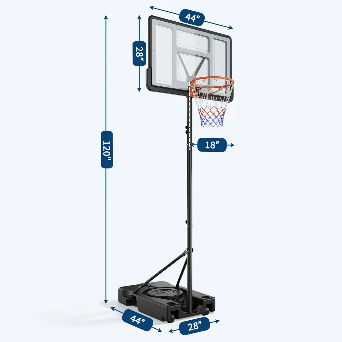 HiMISS Portable Adjustable Basketball Hoop With Wheels for Outdoor Play