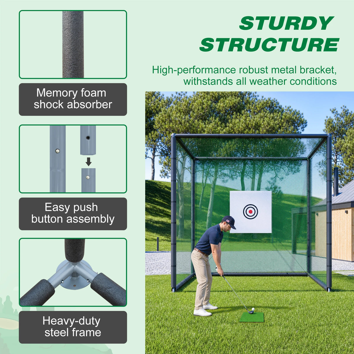 Indoor Outdoor Golf Practice Net Cage With Metal Frame for Training