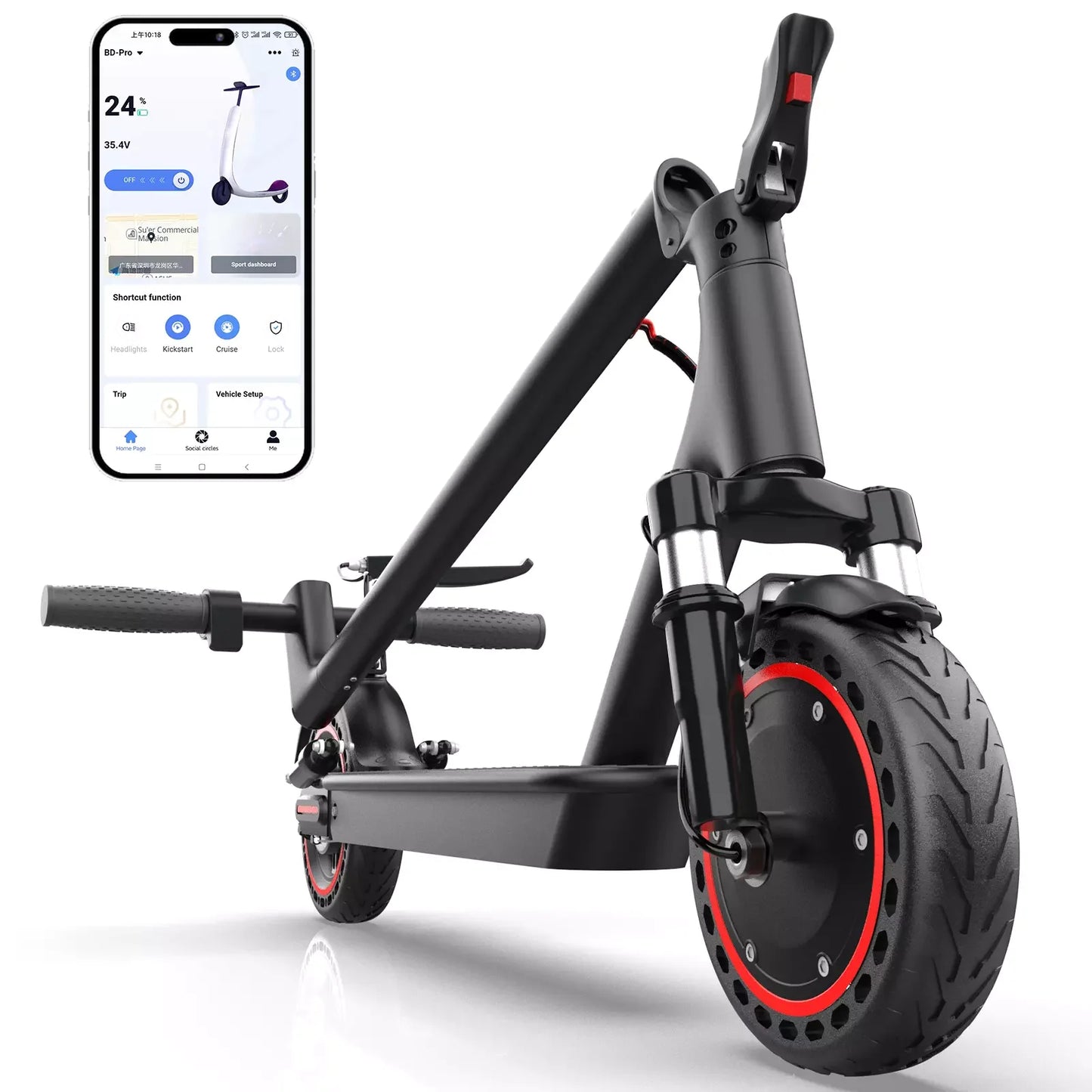 Ladped Lp07 Electric Scooter 350W Motor Smart App Control Foldable