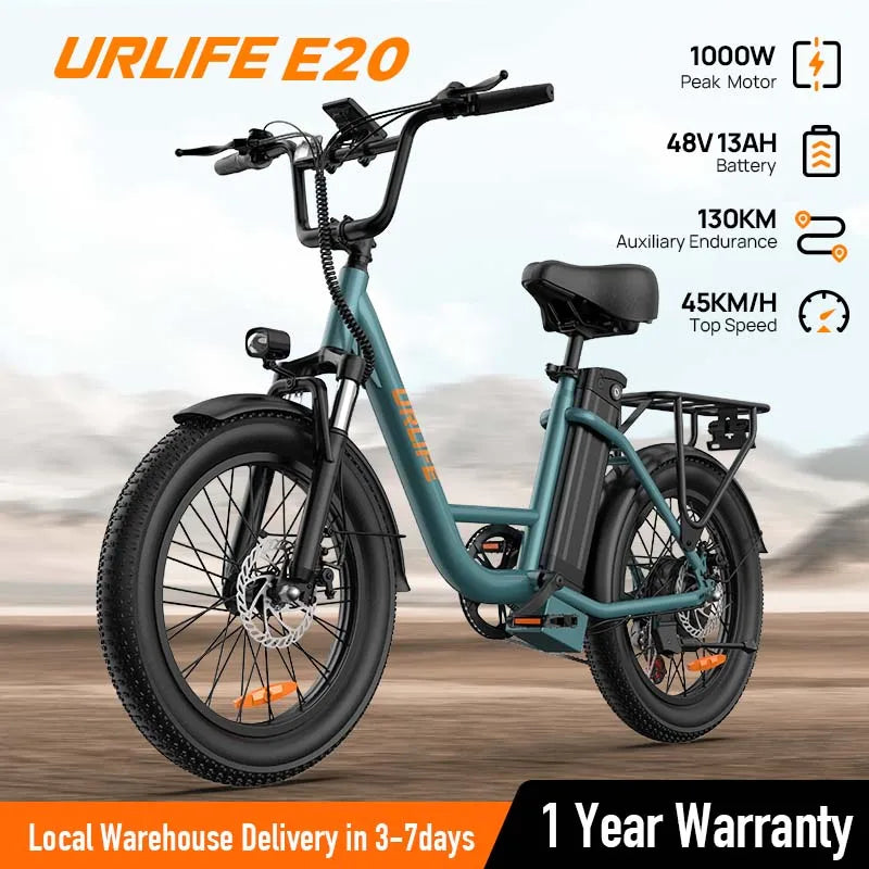 URLIFE 1000W Fat Tire Electric Bicycle With Removable Battery