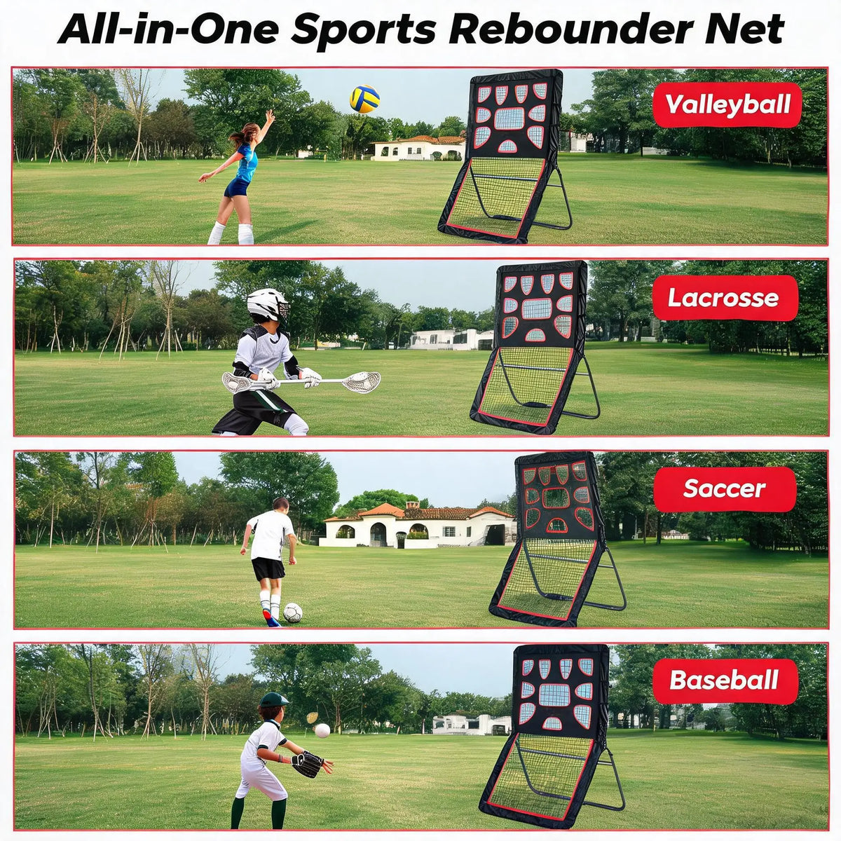 Adjustable Multi Sport Rebounder Net for Hockey Soccer Baseball Training Equipment
