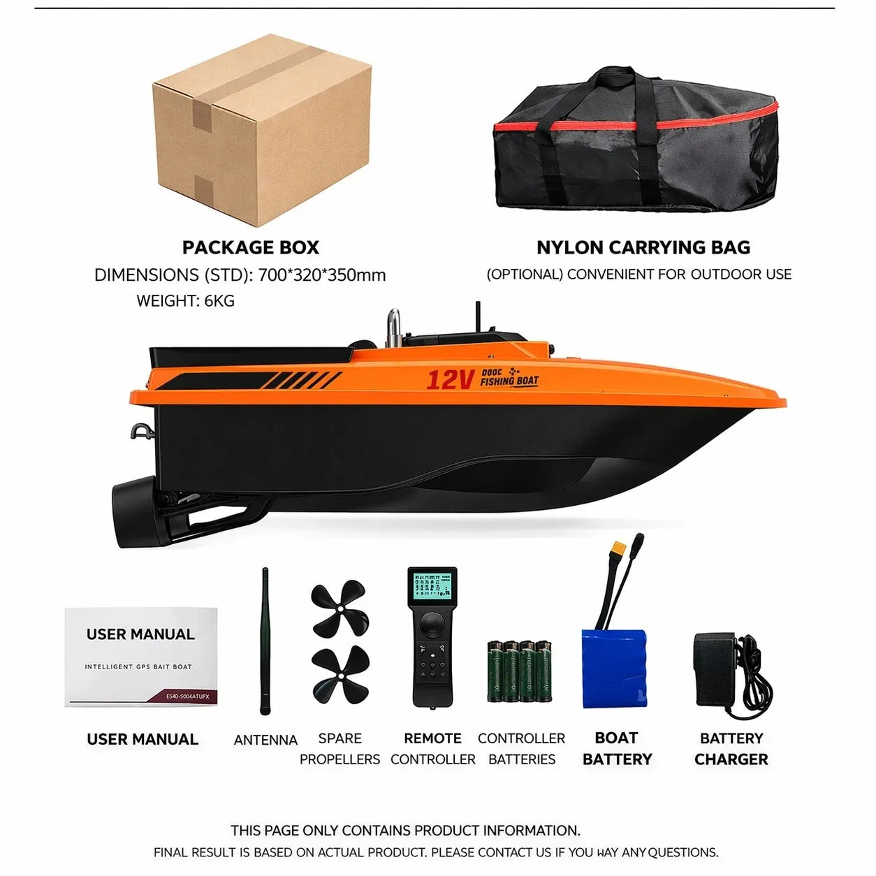 MBLN GPS Rechargeable Bait Boat With Auto Return Remote