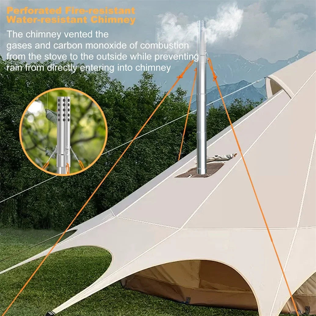 Portable Wood Burning Tent Stove With Stainless Chimney Pipes