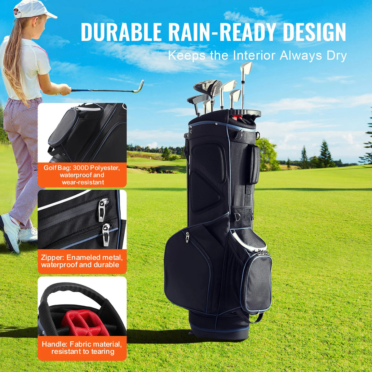 SucceBuy Golf Cart Bag With Organizer Divider Pockets Dust Cover